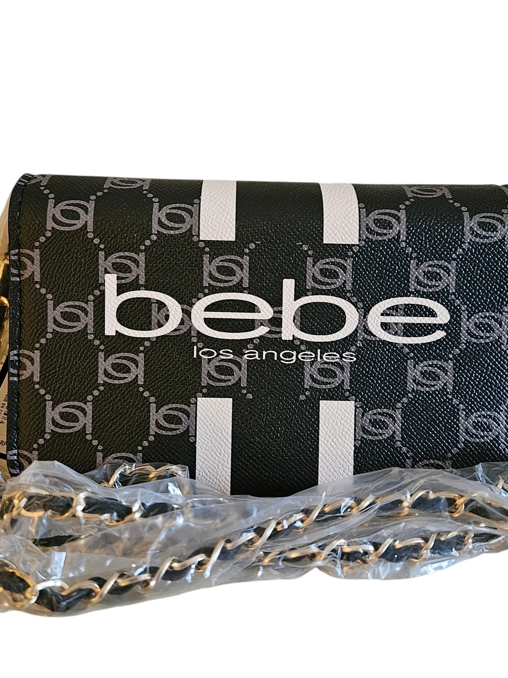 bebe Black‎ & White Logo Crossbody Shoulder Bag